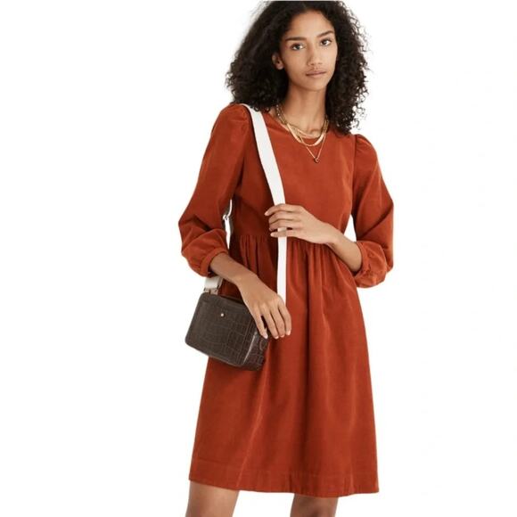 MADEWELL Corduroy Puff-Sleeve Mini Dress Size XS - Picture 1 of 8